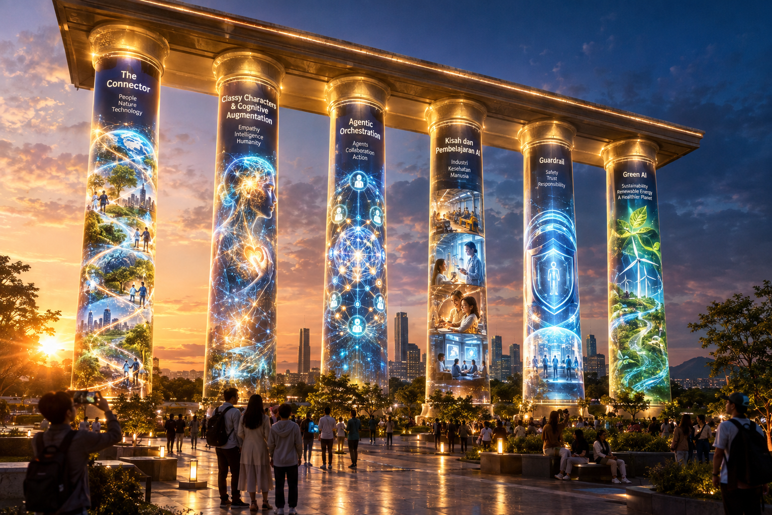 Futuristic Colonnade of Connected Futures